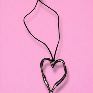 Y2K Silver Enlarged Heart Pendant Necklace